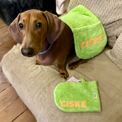 Hondenwashand gepersonaliseerd limoen groen