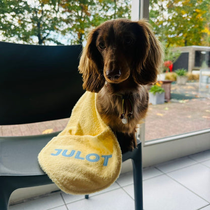 Hondenhanddoek gepersonaliseerd pastel geel