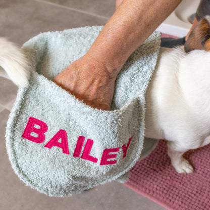 Hondenhanddoek gepersonaliseerd oud groen