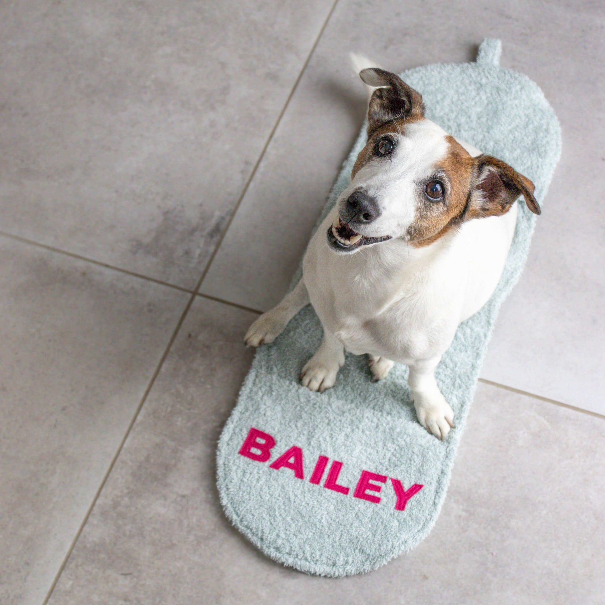Hondenhanddoek gepersonaliseerd oud groen