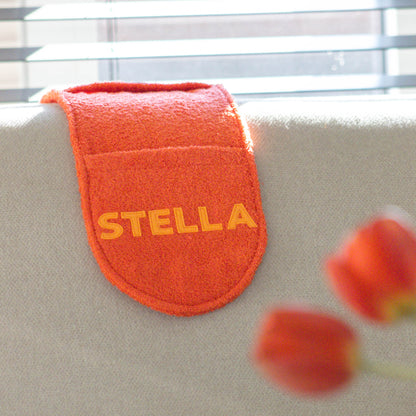 Hondenhanddoek gepersonaliseerd koraal