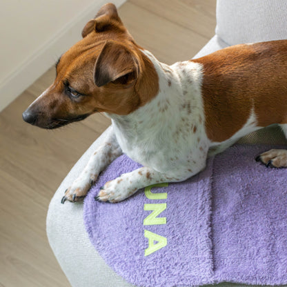 Hondenhanddoek gepersonaliseerd lila
