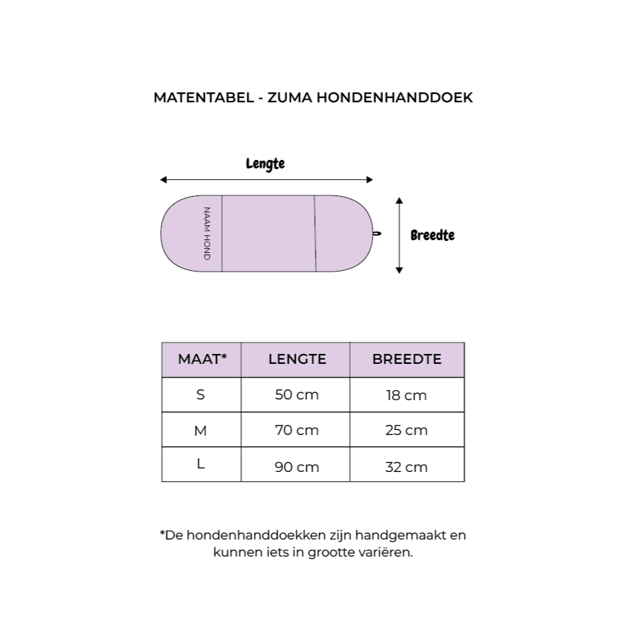 Zuma- Hondenhanddoek - Handdoek voor honden - Gepersonaliseerd hond - Handdoek met naam