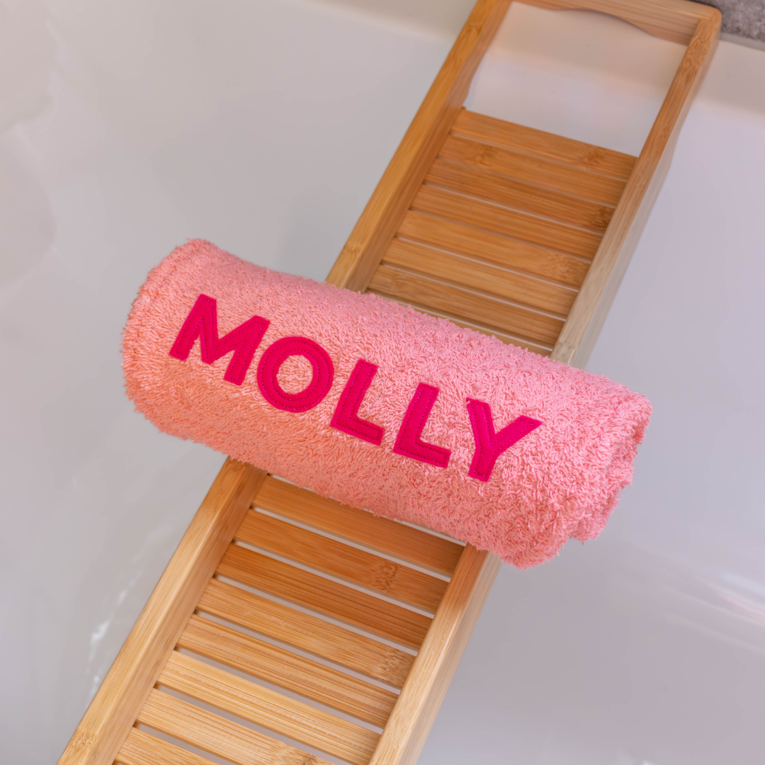 Hondenhanddoek gepersonaliseerd oud roze